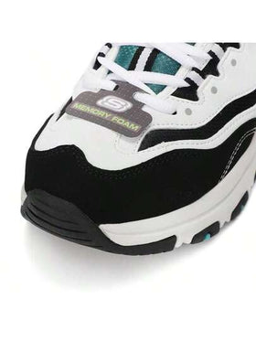 Skechers أحذية رياضية رباط رجالية D'LITES 1.0، بتصميم باندا، ذات نعل ناعم ومريح، منخفضة الرقبة، خفيفة الوزن، ماصة للصدمات، مناسبة للسفر والتنقل والارتداء اليومي.-WBK