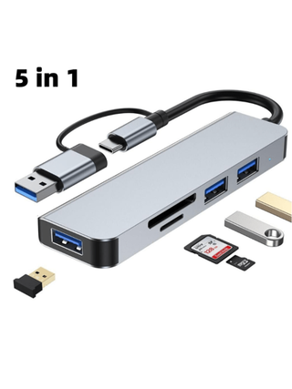 محول USB C متعدد المنافذ، محطة إرساء متعددة المنافذ USB 3.0 قابلة للتوسيع مع قارئ بطاقة SD للكمبيوتر