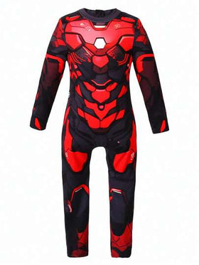 SHEIN Streecool Kids جمبسوت ذات أكمام طويلة وبنطال للأولاد الصغار، مطبوعة برسوم الروبوت الجذابة، ملابس صيفية مريحة للخروجات والإجازات والسفر والاسترخاء والاستجمام تحت الشمس