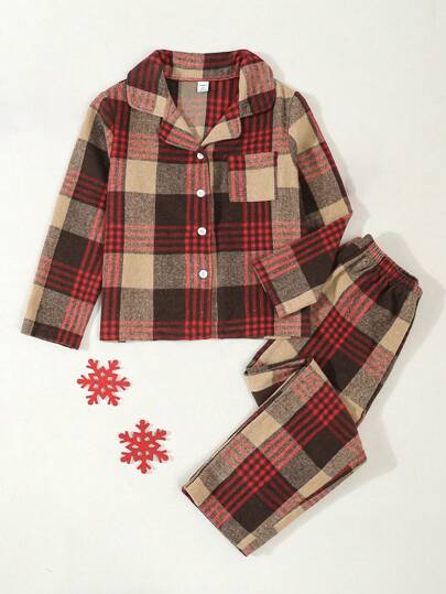 بيجاما مجموعة بيجاما مكونة من 2 قطعة من سترة كارديجان بياقة مربعة الأحمر والكلاسيكي وبنطال طويل كاجوال مريح للفتيات في سن المراهقة