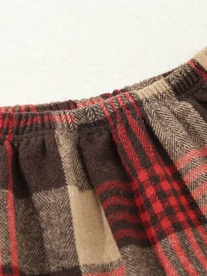 بيجاما مجموعة بيجاما مكونة من 2 قطعة من سترة كارديجان بياقة مربعة الأحمر والكلاسيكي وبنطال طويل كاجوال مريح للفتيات في سن المراهقة