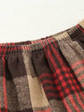 بيجاما مجموعة بيجاما مكونة من 2 قطعة من سترة كارديجان بياقة مربعة الأحمر والكلاسيكي وبنطال طويل كاجوال مريح للفتيات في سن المراهقة