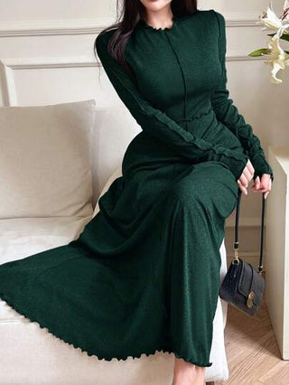 Modelyn فستان طويل أنيق ذو لون أحادي، خريفي
