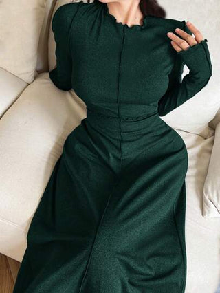 Modelyn فستان طويل أنيق ذو لون أحادي، خريفي