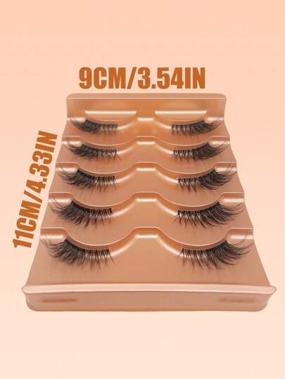 5 أزواج من مجموعة رموش نصف عين القطة، بنوع D Curl بطول 6-12 ملم ، رموش اصطناعية طبيعية وناعمة - قابلة لإعادة الاستخدام في جميع المناسبات