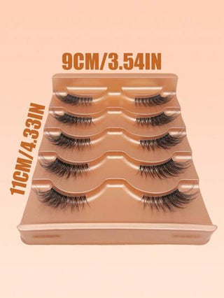 5 أزواج من مجموعة رموش نصف عين القطة، بنوع D Curl بطول 6-12 ملم ، رموش اصطناعية طبيعية وناعمة - قابلة لإعادة الاستخدام في جميع المناسبات