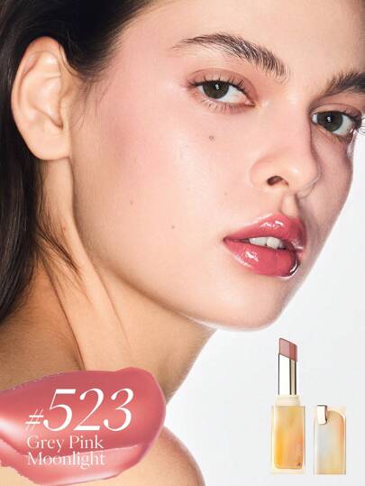JOOCYEE أحمر الشفاه المرطب الرائع باللون الوردي الرمادي (Glazed Rouge 523) للعناية بالشفاه المرطبة والترطيب والملئ الطويل الأمد والذي لا يترك أثرًا على الشفاه