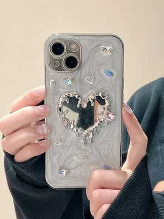 قضية هاتف بتصميم قلب من الكريستال الفاخر والراين متوافقة مع أجهزة آيفون 16 برو ماكس /آيفون 16 برو / آيفون 16 / آيفون 15 / آيفون 15 برو، والنماذج الجديدة من 14 برو و 15 برو ماكس / 14، والموديلات الشهيرة 12 برو ماكس و 14 و 13 برو، للتغطية الكاملة