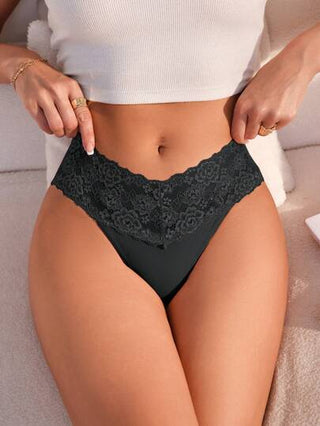 Shein Underwear&Sleepwear Basics مجموعة 3 قطع من ثونج الدانتيل المثير للنساء بأحزمة مخالفة للألوان