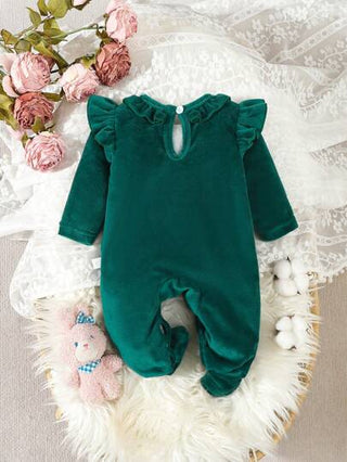 SHEIN بيجاما وحللة طويلة الأكمام من ال-فلفيت الوردي الجميلة للرضع