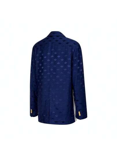 Adidas Originals جاكيت بليزر نسائي مزين بجاكارد لعام 2024، ملبس خارجي منسوج بدون كابوت IX0935