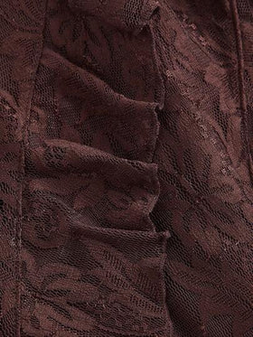 SHEIN MOD تنورة نسائية بيج فاتح مكسرة بتفاصيل الدانتيل ذات شق جانبي، ملابس لحفلات رأس السنة والكريسماس والحفلات والإجازات على الشاطئ، ملابس نسائية للشارع، ملابس نسائية لعيد الحب