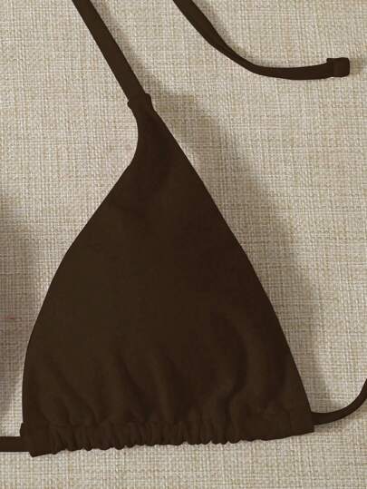 SHEIN Swim مجموعة بيكيني مع حمالة رقبة مثلثة وقاع سباحة للصيف مع تنورة شاطئية كما غطاء للحمام