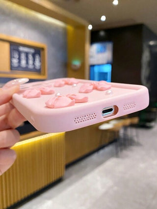 1 قطعة علبة هاتف 3D بشكل فراشة وردية محمية باللؤلؤ، غلاف واقي مضاد للصدمات متوافق مع هواتف أبل 16/16 برو/16 إي/15/14/13/12 برو ماكس بلس/11/XR، للنساء