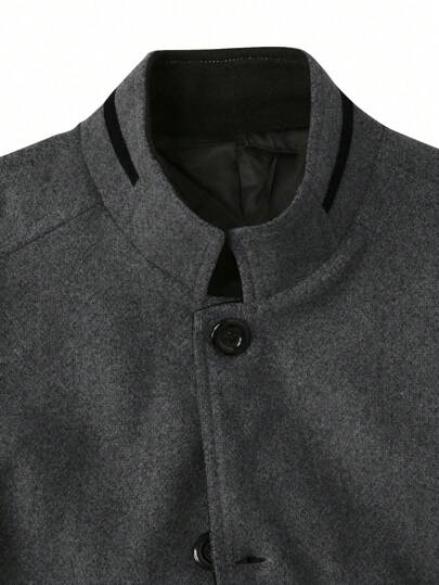 Manfinity Homme معطف بسيط وعادي للاستخدام اليومي للرجل