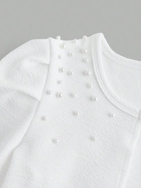 SHEIN جاكيت محبوكة معقدة النسيج، بأكمام منتفخة، ومزينة ب- 3D على الكتفين، كارديجان قصير أنيق