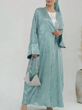 عباية نسائية طويلة بلون أساسي بسيط على الطراز العربي، للارتداء اليومي العادي، عباءة محتشمة