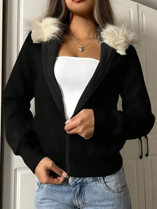 EZwear بلوزة رياضية نسائية هوديي، لون قطعي زيبر أمامي، كاجوال وأنيق لارتداء اليومي