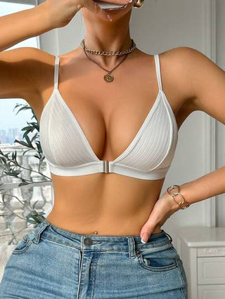 صدرية نسائية مريحة بدون سلك بغلق أمامي مثير ذات خطوط