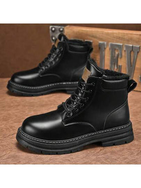 بوت رجالي شتوي لعام 2025، بوت رجالية أنيقة، بوت ثلج رجالية مبطنة بفرو، دافئة وعصرية للركوب في الخارج. هذا العنصر يعمل بشكل صغير