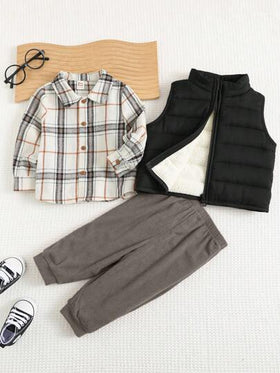 Cozy Pixies مجموعة ملابس شتوية لطفل صبي مكونة من 2 قطعة: بلوزة كنزة ذات أكمام طويلة وقلنسوة بطبعة عيد الميلاد بالأحمر والأبيض وبنطلون