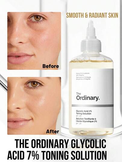 The Ordinary محلول تلطيف عادي بحمض الجليكوليك 7%، تقشير واإزالة الخلايا الميتة، تحسن ملمس البشرة، تصميم قطارة، لون برتقالي ذهبي خفيف، منعش وخاٍل من الزيوت، تصميم قطارة، لون برتقالي ذهبي خفيف، منعش وخاٍل من الزيوت