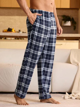 SHEIN بنطلون رياضي كاجوال مربعات مع جيب، خريف وشتاء