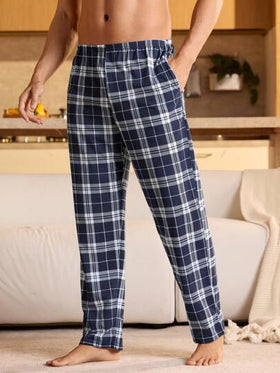 SHEIN بنطلون رياضي كاجوال مربعات مع جيب، خريف وشتاء