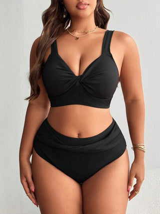 SHEIN Swim Curve بكيني بتصميم لف للنساء ذوات الحجم الكبير ملابس علوية البكيني ظهر مكشوف للصيف