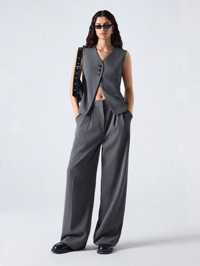 LYSMO بذلة نسائية متناسقة ذات تصميم بسيط - سترة وبنطلون بمناسبة شهر رمضان