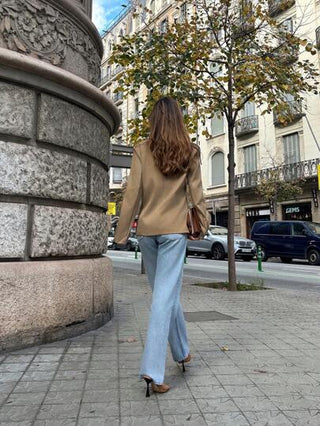 Calvaya معطف نسائي أنيق بلون سادة بياقة مستديرة، ذو أزرار مزدوجة، جيوب مزيفة وأكمام طويلة، بقصة منتظمة، للخريف والشتاء