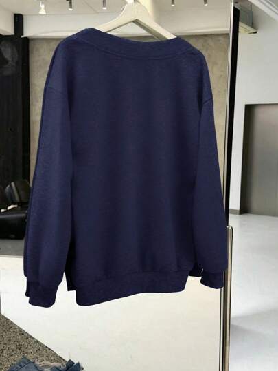 EZwear بلوزة رياضية فضفاضة بياقة على شكل حرف V لربة المنزل، فضفاضة غير رسمية ذات طبعة حصان تصميم بسيط، مناسبة للخريف والشتاء