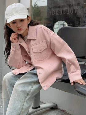 Dazy Kids جاكيت كاجوال طويل الأكمام ذو أزرار أمامية وجيوب للبنات المراهقات رمضان