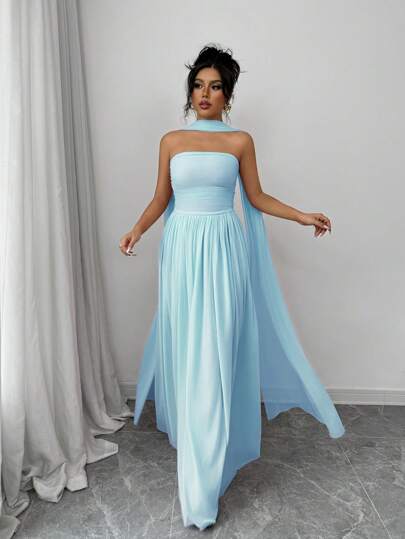Selianne فستان أنيق بلا أكتاف للسيدات للسهرات والمناسبات