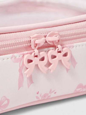 ROMWE Kawaii حقيبة مستحضرات التجميل الشفافة مع طباعة الفراشة الجميلة، حقيبة منظم محمول بشكل مربع، المنتج رقم 1085369