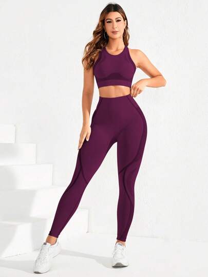 SHEIN Core Rhythm مجموعة رياضية من قطعتين (ملابس علوية قطنية بلا أكمام وشورت) بخامة مرنة وناعمة، أبيض للمرأة