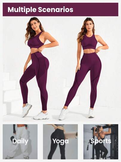 SHEIN Core Rhythm مجموعة رياضية من قطعتين (ملابس علوية قطنية بلا أكمام وشورت) بخامة مرنة وناعمة، أبيض للمرأة