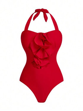 Swim Oasis مجموعة بدلة السباحة القطعة الواحدة ذات الزهور البارزة 3D لعطلة الصيف