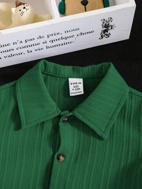 SHEIN طقم مكون من 2 قطع ملابس علوية كارديجان بياقة دائرية وشورت للأطفال الصغار البنين والبنات
