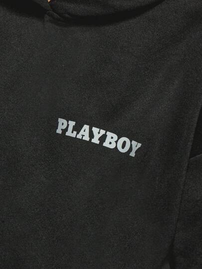 MISSGUIDED Missguided x Playboy حلقة جامعي طبعة غرافيك طباعة رجعية هوديي سترة قميص ثقيل تصميم الزلاجة النمط كلاسيكي أسلوب الحياة اللباس الشارع غير نظامي بيان قطعة الموضة شتاء خريف