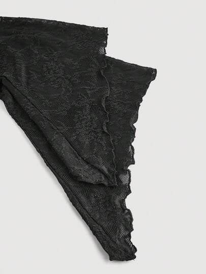 SHEIN MOD ملابس علوية نسائية بأكمام جرس وكشكشة على الكتف وذيل مزين بالدانتيل، طراز كلاسيكي، مناسبة للحفلات والسهرات، مثالية لرأس السنة وعيد الحب