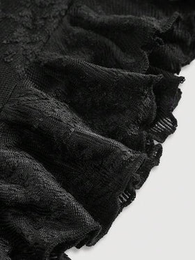 SHEIN MOD ملابس علوية نسائية بأكمام جرس وكشكشة على الكتف وذيل مزين بالدانتيل، طراز كلاسيكي، مناسبة للحفلات والسهرات، مثالية لرأس السنة وعيد الحب