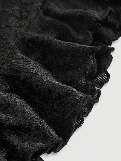 SHEIN MOD ملابس علوية نسائية بأكمام جرس وكشكشة على الكتف وذيل مزين بالدانتيل، طراز كلاسيكي، مناسبة للحفلات والسهرات، مثالية لرأس السنة وعيد الحب