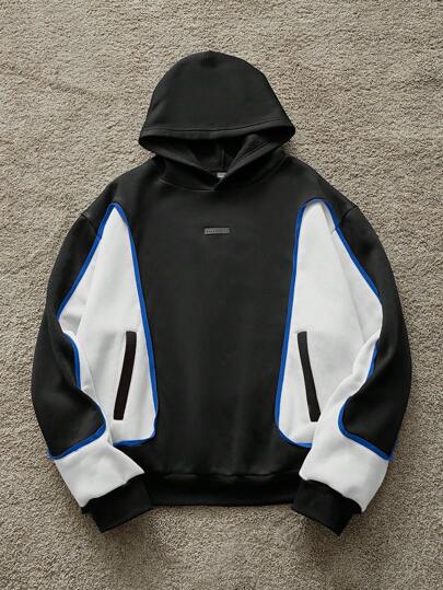 Manfinity Unisex سترة كاجوال طويلة الأكمام مزودة بقبعة مصنوعة من الصوف بتصميم مروع،فضفاضة وأنيقة للارتداء اليومي