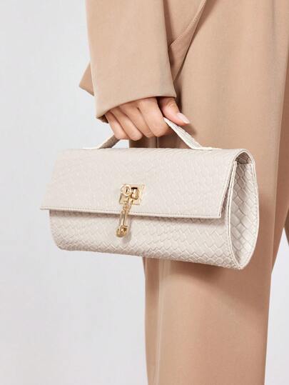 SHEIN SXY حقيبة يد للنساء ، حقيبة منسوجة ، أنيقة ، بسيطة ، أنيقة ، متعددة الاستخدامات ، كلاسيكية ، ذهبية اللون مناسبة للاستخدام اليومي ، للتنقل ، للعمل ، للمواعدة ، للتسوق ، لحفلات الشاي بعد الظهر ، للحفلات ، للسهرات ، للمناسبات الخاصة