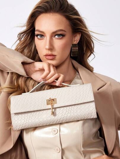 SHEIN SXY حقيبة يد للنساء ، حقيبة منسوجة ، أنيقة ، بسيطة ، أنيقة ، متعددة الاستخدامات ، كلاسيكية ، ذهبية اللون مناسبة للاستخدام اليومي ، للتنقل ، للعمل ، للمواعدة ، للتسوق ، لحفلات الشاي بعد الظهر ، للحفلات ، للسهرات ، للمناسبات الخاصة
