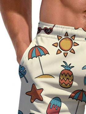 شورتات شاطئ هاواي ثلاثية الأبعاد للرجال للصيف