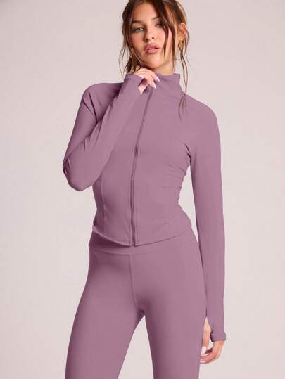 Musera Sport جاكيت بسحاب كامل وأكمام طويلة وياقة عالية مناسب للياقة البدنية، البادل، التنس، بيكليبول، الجيم، البيلاتس، الاستخدام اليومي العادي