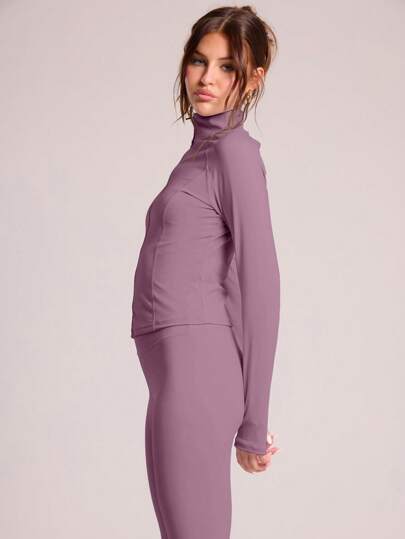 Musera Sport جاكيت بسحاب كامل وأكمام طويلة وياقة عالية مناسب للياقة البدنية، البادل، التنس، بيكليبول، الجيم، البيلاتس، الاستخدام اليومي العادي