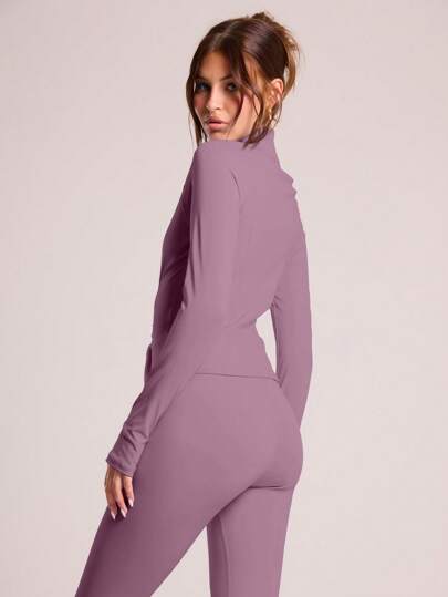 Musera Sport جاكيت بسحاب كامل وأكمام طويلة وياقة عالية مناسب للياقة البدنية، البادل، التنس، بيكليبول، الجيم، البيلاتس، الاستخدام اليومي العادي